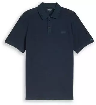 Tom Tailor Basic Piqu&eacute; Poloshirt mit Ressortkragen dunkelblau