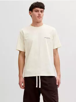 Jack & Jones JORMONTAUK Kurzarmshirt Relaxed Fit antique wei&szlig;/navy/gelb