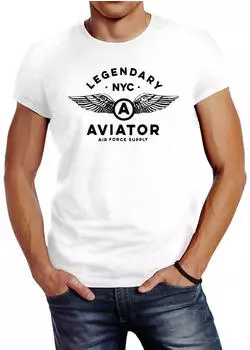 Neverless Legendary NYC Aviator Air Force T-Shirt (14079) grün/schwarz/weiß/grau