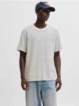Jack & Jones Jormontauk / Jorcanggu Stripe Tee SS Crew Neck T-Shirt (12288015) schwarz/offwhite