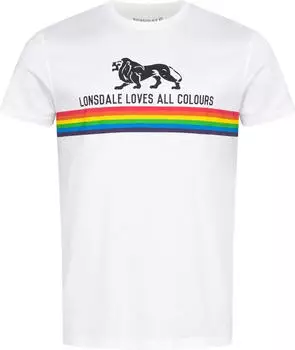 Lonsdale Gay Rainbow Pride Pace T-Shirt Regular Fit (111011) wei&szlig;