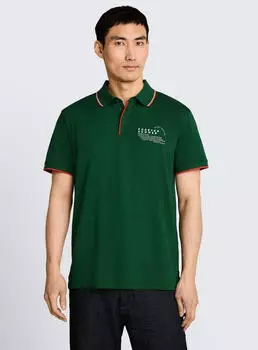 Tom Tailor Poloshirt mit Print, Regular Fit dunkelgr&uuml;n/orange/wei&szlig;
