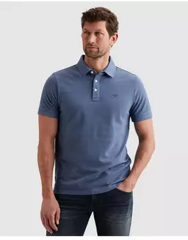 PME Legend Short Sleeve Polo Pique Garment Dyed with Logo Embroidery (86110165) misty water