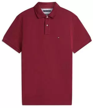 Tommy Hilfiger Tommy Flag Slim Fit Pique Polo Shirt (DM0DM20676) red wine