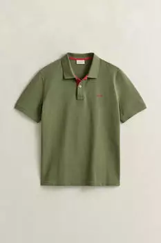 GANT Kontrast Piqu&eacute; Poloshirt (2062026) dry herb gr&uuml;n/khaki/rot