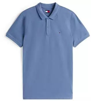 Tommy Hilfiger Tommy Flag Slim Fit Pique Polo Shirt (DM0DM20676) blue moment