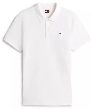 Tommy Hilfiger Tommy Flag Slim Fit Pique Polo Shirt (DM0DM20676) ecru