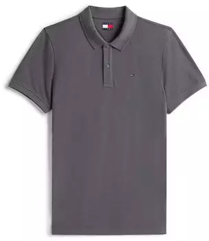 Tommy Hilfiger Tommy Flag Slim Fit Pique Polo Shirt (DM0DM20676) washed black