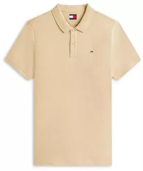 Tommy Hilfiger Tommy Flag Slim Fit Pique Polo Shirt (DM0DM20676) gentle gold