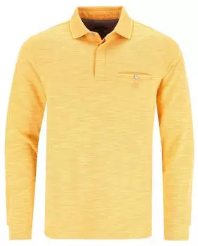 Hajo Softknit-Polo in Flammengarn Langarm-Poloshirt bernstein