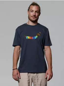 watapparel Regenbogen Dackel T-Shirt anthrazit / mischfarben