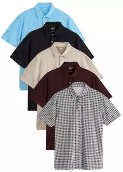 Next Fashion Jersey Polo Shirt 5er-Pack (W1977207) blue/neutral/black mono
