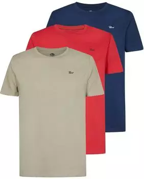 Petrol Industries 3-Pack T-Shirts Rundhalsausschnitt Kurzarm (PES2935008000005) red melon/petrol/light army