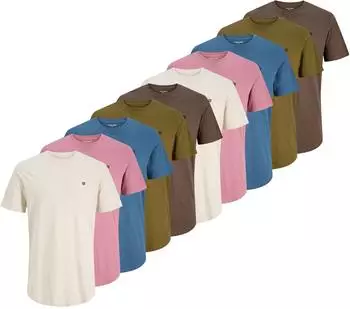 Jack & Jones JPRBLABRODY TEE CREW NECK 10PK T-Shirt, 10er Pack (TB_12190468-10P-MB-M) braun/blau/rosa