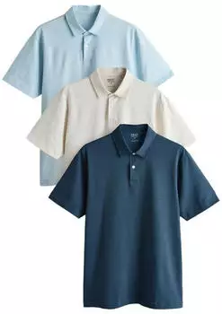 Next Fashion Jersey Kurzarm-Poloshirt 3er-Pack (G5489708) ecru/navy/hellblau