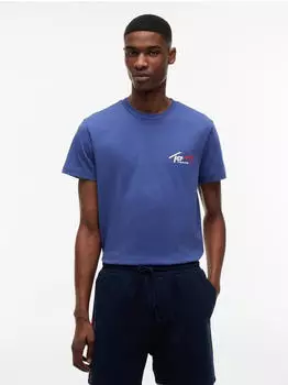 Tommy Hilfiger Signature Logo Slim Jersey T-Shirt (DM0DM22538) royalblau/rot/wei&szlig;