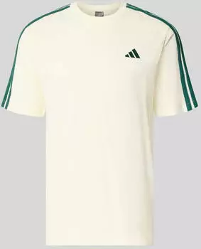 Adidas Essentials 3-Stripes Single Jersey Kurzarm-T-Shirt Regular Fit (KY4122) ivory / collegiate green