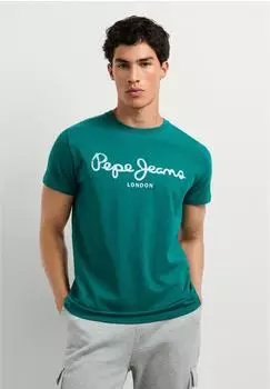 Pepe Jeans Basic T-Shirt Original Stretch smaragd/wei&szlig;