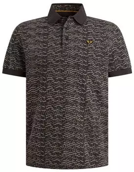 PME Legend Polo Jacquard Jersey Poloshirt mit Logo Stickerei (73726625) obsidian/anthrazit