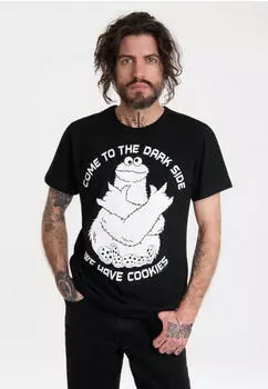 Logoshirt T-Shirt Sesame Street - Cookie Monster Dark Side / Looney Tunes - Taz Trouble Maker schwarz/wei&szlig;