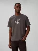 Calvin Klein Jeans T-Shirt Rundhalsausschnitt, Regular Fit, Logo-Print grau S...