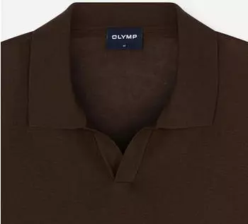OLYMP Strick Casual Poloshirt mit geripptem Kragen (66016610) braun