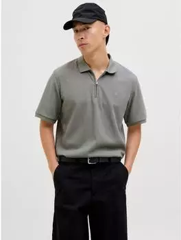 Jack & Jones JJEAUSTIN ZIP POLO SS NOOS Poloshirt (12279177) ultimate grey detail:classic