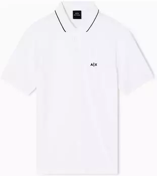 Armani Exchange Kurzarm-Poloshirt mit rundem Logo (XM001287) weiß