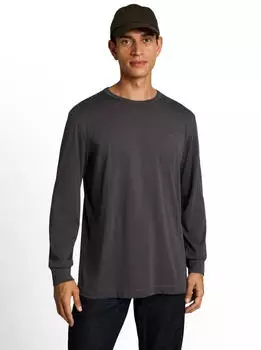 Tom Tailor Langarmshirt mit Logo Stickerei Regular Fit tarmac grey/schwarz