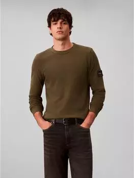 Calvin Klein Waffle Badge Crewneck Tee Langarmshirt Regular Fit (X48S0) olive night