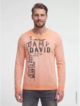 Camp David Rundhalsshirt aus Baumwolle (17170431) mellow orange