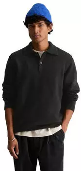 Marc O'Polo Langarm-Poloshirt aus weichem Schurwoll-Mix (55716408) schwarz