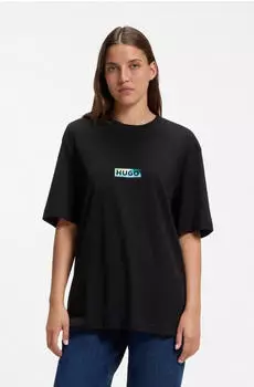 HUGO T-Shirt aus Baumwolle mit Grafik-Print - Style Norostee 50570323 Schwarz