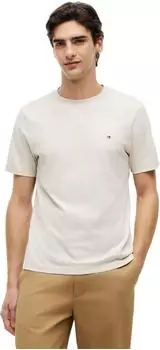 Tommy Hilfiger Roundneck Flag-Stickerei T-Shirt kurzarm newsprint beige (Herren) (MW0MW39995ACG)