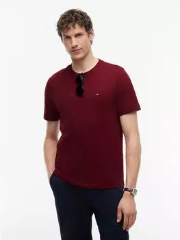 Tommy Hilfiger Roundneck Flag-Stickerei T-Shirt kurzarm burgundy (Herren) (MW0MW39995VLP)