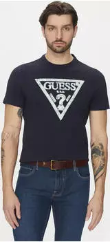 Guess Logo-Dreieck T-Shirt kurzarm dunkelblau (Herren) (M5GI06I3Z14)