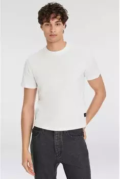 Replay Logo-Stickerei T-Shirt kurzarm natural white (Herren) (M3097.000.2660.011)