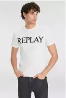Replay Herren Rundhals T-Shirt BASIC JERSEY BIG 30/1 Regular Fit - Natural White 011