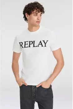 Replay Logo-Fotoprint T-Shirt kurzarm natural white (Herren) (M3099.000.2660.011)