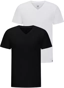 Lee V-Neck 2er-Pack T-Shirt kurzarm schwarz (Herren) (L62ECMKW)