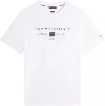 Tommy Hilfiger Jersey mit Logo T-Shirt kurzarm wei&szlig; (Herren) (MW0MW42365YBR)