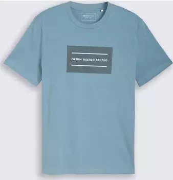 Tom Tailor Basic mit Logo-Print T-Shirt kurzarm steel blue (Herren) (1043491-29375)