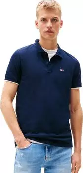 Tommy Hilfiger Tommy Flag Slim Fit Piqu&eacute; Poloshirt kurzarm dark blue (Herren) (DM0DM20676C1G)