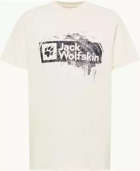 Jack Wolfskin Brand T-Shirt kurzarm wood cotton white (Herren) (A64116-T0296)