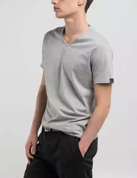 Replay Baumwolle V-Neck T-Shirt kurzarm light grey melange (Herren) (M3591A.000.2660.m08)