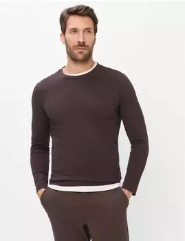 BRAX Herren Langarmshirt Style TIMON brownie dunkelbraun Gr. (700153_70823200_53)