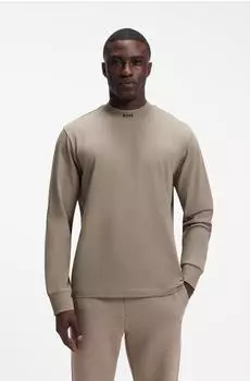 Hugo Boss T-Shirt aus Stretch-Baumwolle - Style Tee Collar Long 50576916 Hellbraun
