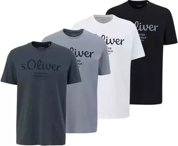 s.Oliver T-Shirt Rundhals mit Logoprint, 4er Pack (75201743) wei&szlig;/hellgrau/dunkelgrau/schwarz