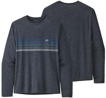 Patagonia Long-Sleeved Capilene Cool Daily Graphic Shirt line logo ridge stripe: smolder blue x-dye