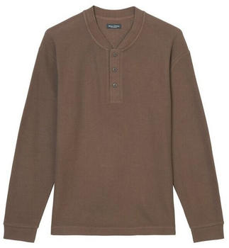 Marc O'Polo Langarm-Serafino relaxed aus Micro-Waffle-Structured-Jersey (228205652054) derby brown